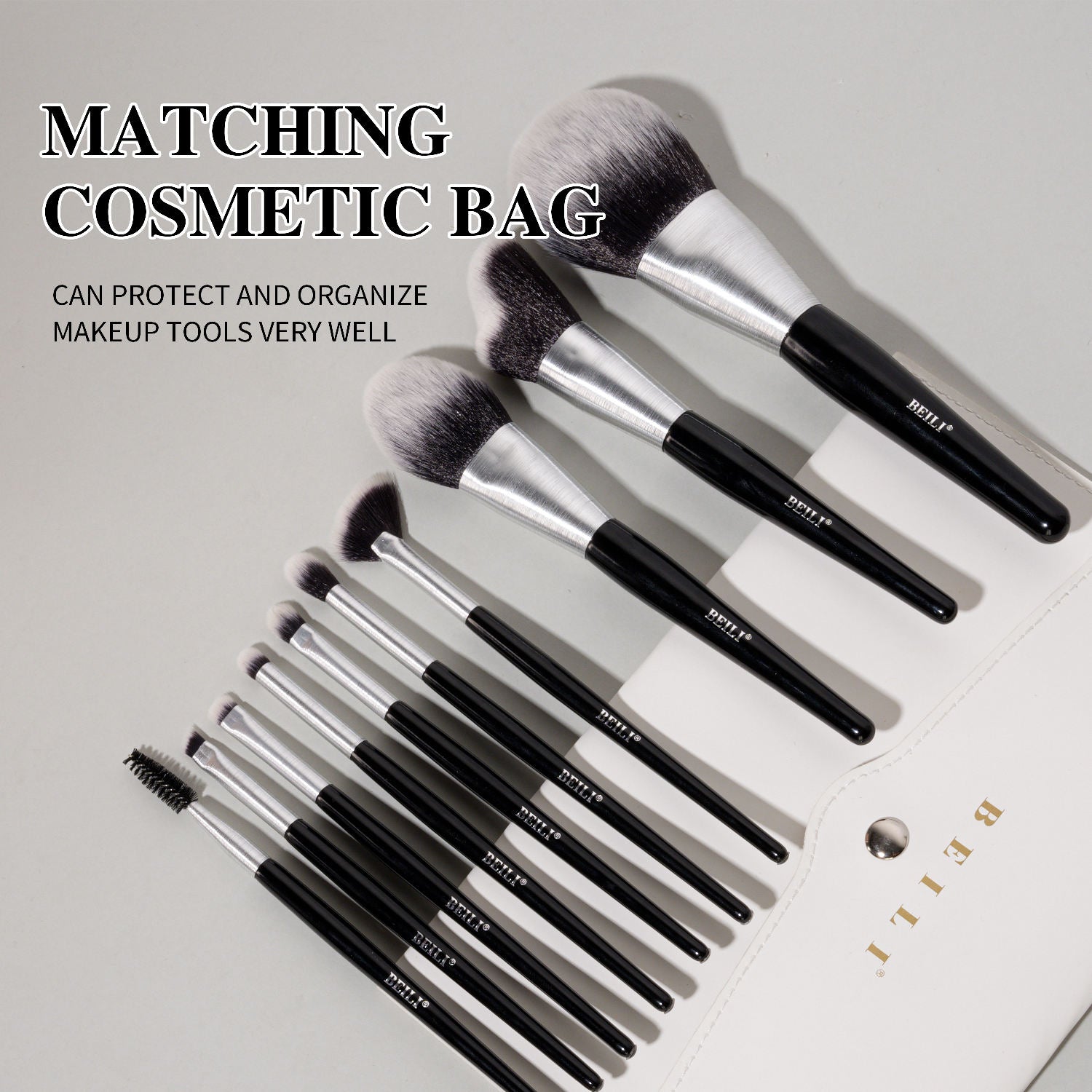 Premium synthetic makeup brushes full set display