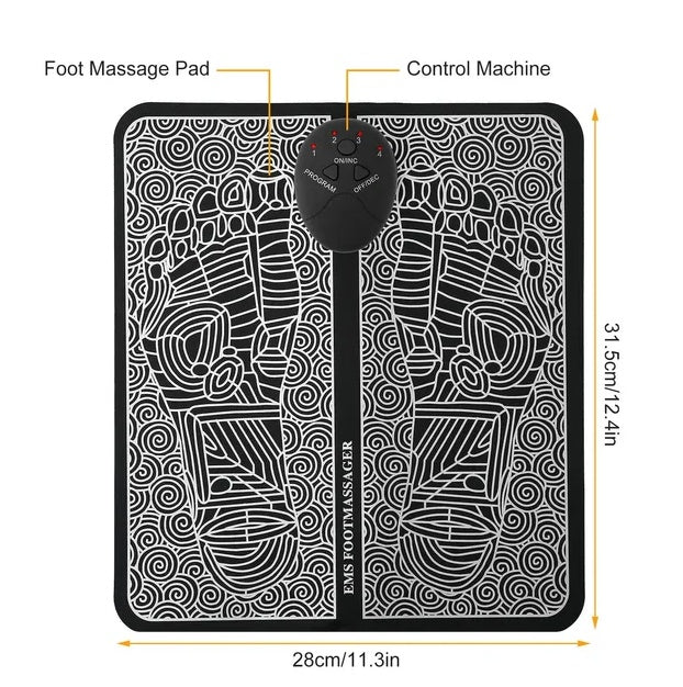 Electric foot massager pad with muscle stimulation modes