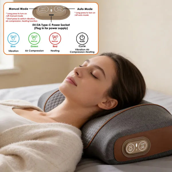 Neck massager pillow in use