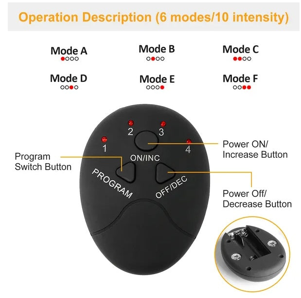 Foot massage pad electric stimulator control panel