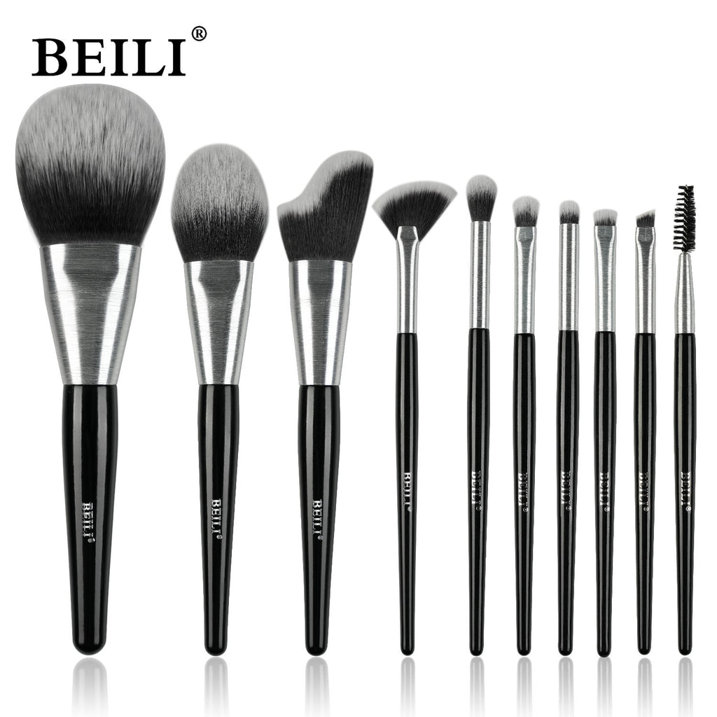 10-piece professional makeup brush set with travel case