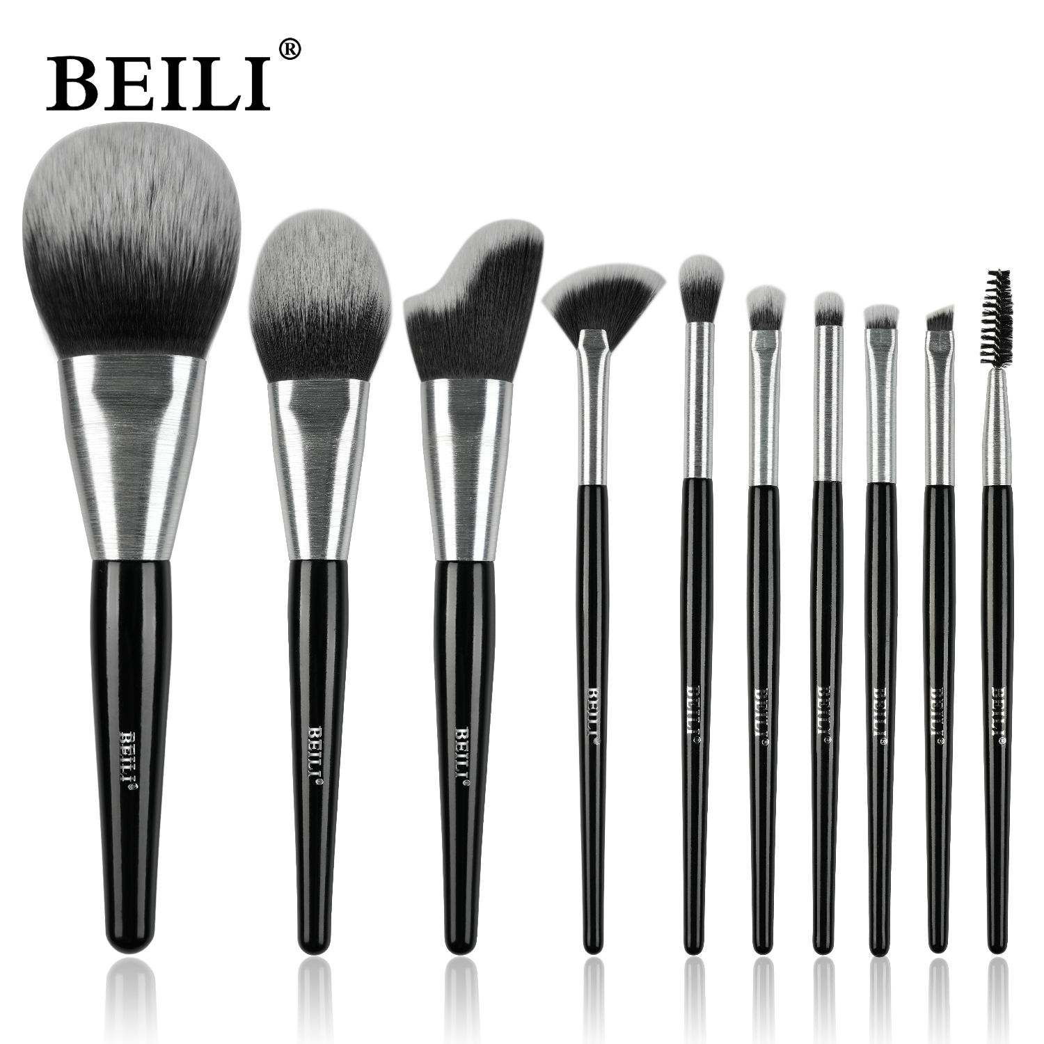 10-piece professional makeup brush set with travel case
