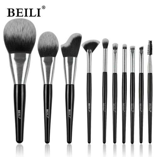 10-piece professional makeup brush set with travel case