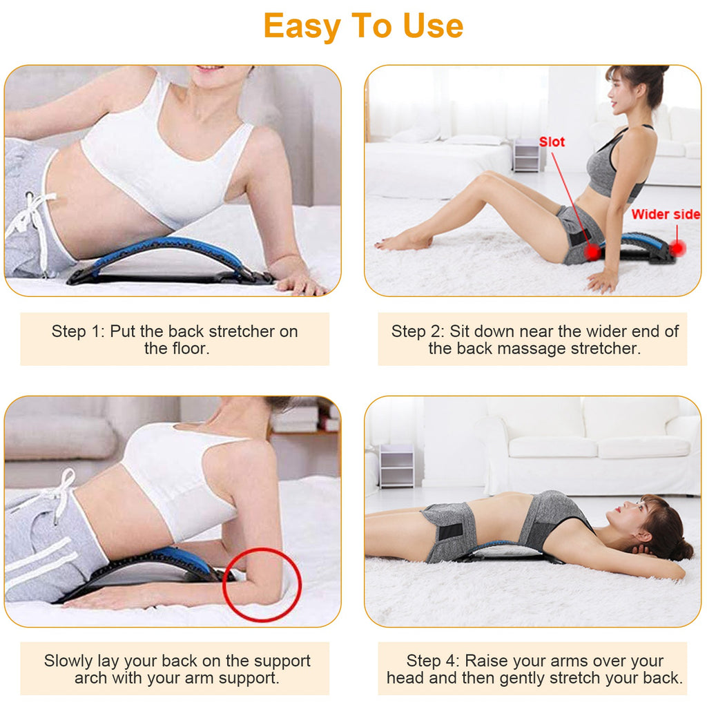 Back Stretcher & Lumbar Support Device - Multi-Level Spinal Decompression for Upper & Lower Back Pain Relief