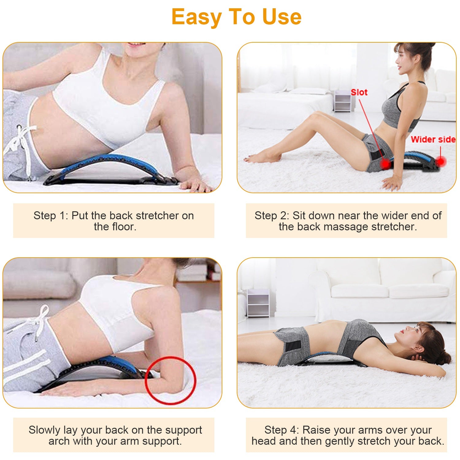 Back Stretcher & Lumbar Support Device - Multi-Level Spinal Decompression for Upper & Lower Back Pain Relief