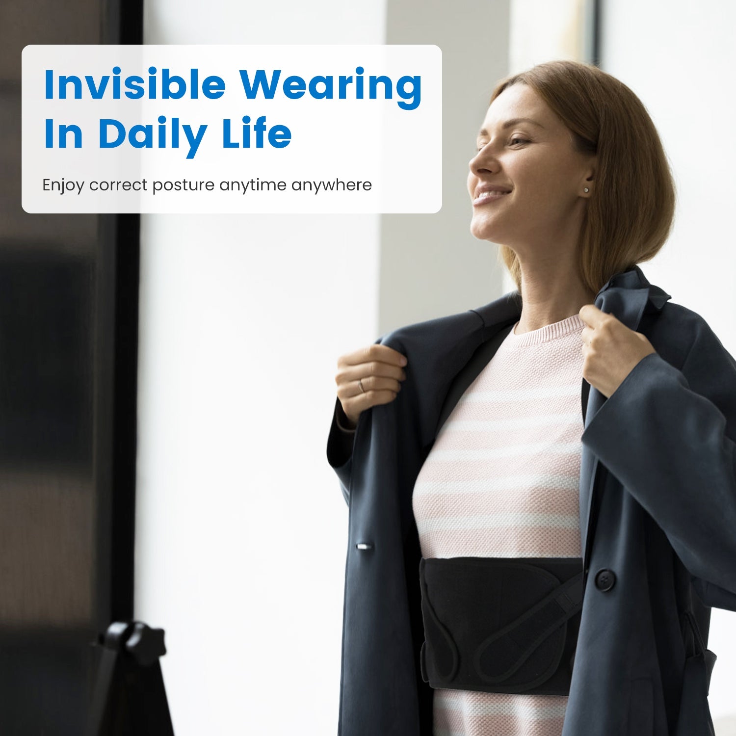 Adjustable Posture Corrector Back Brace - Invisible Under Clothes, Pain Relief for Men & Women - alternate angle
