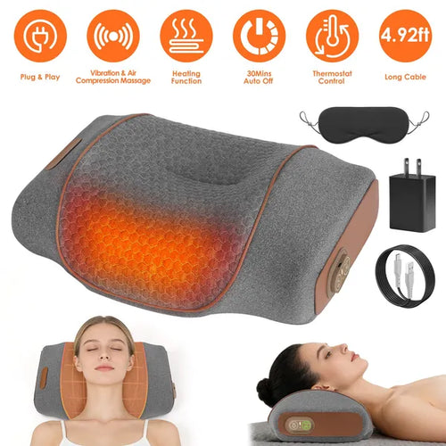 3-in-1 neck massager pillow with heat and air compression