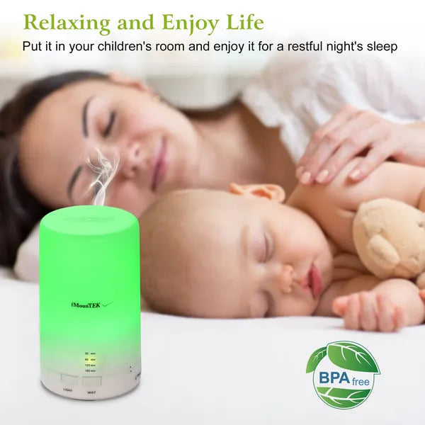 Essential oil diffuser with LED color changing light