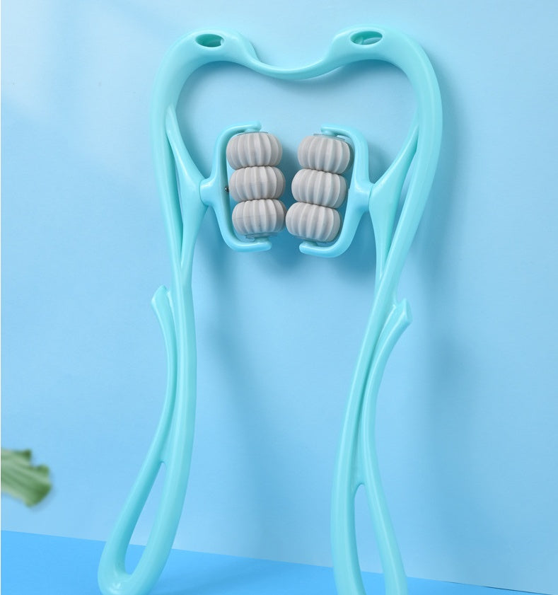 Deep Tissue Neck & Shoulder Massager - 6-Wheel Manual Roller for Pain Relief - detail view