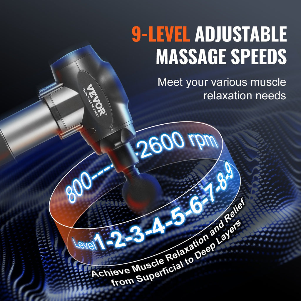 Professional Deep Tissue Massage Gun - 9 Speed Levels & 6 Interchangeable Heads - in use