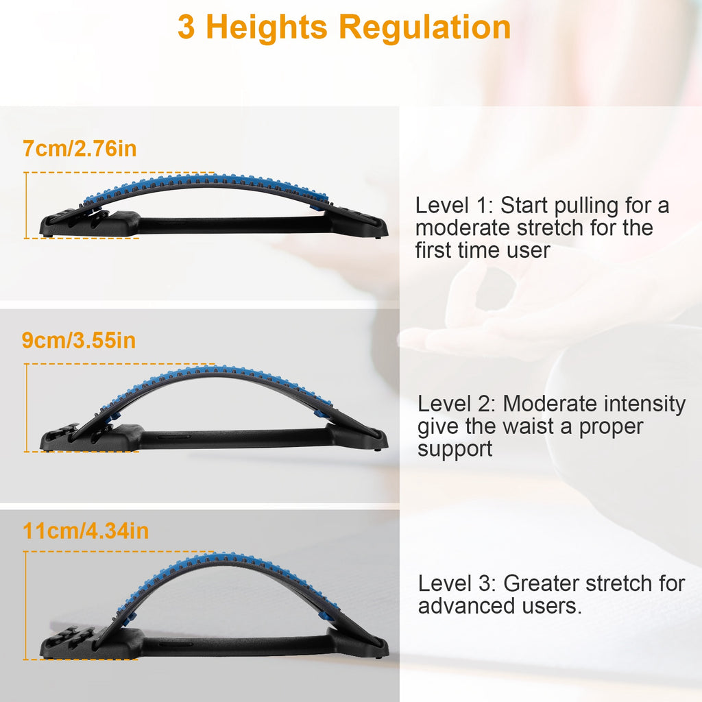 Back Stretcher & Lumbar Support Device - Multi-Level Spinal Decompression for Upper & Lower Back Pain Relief