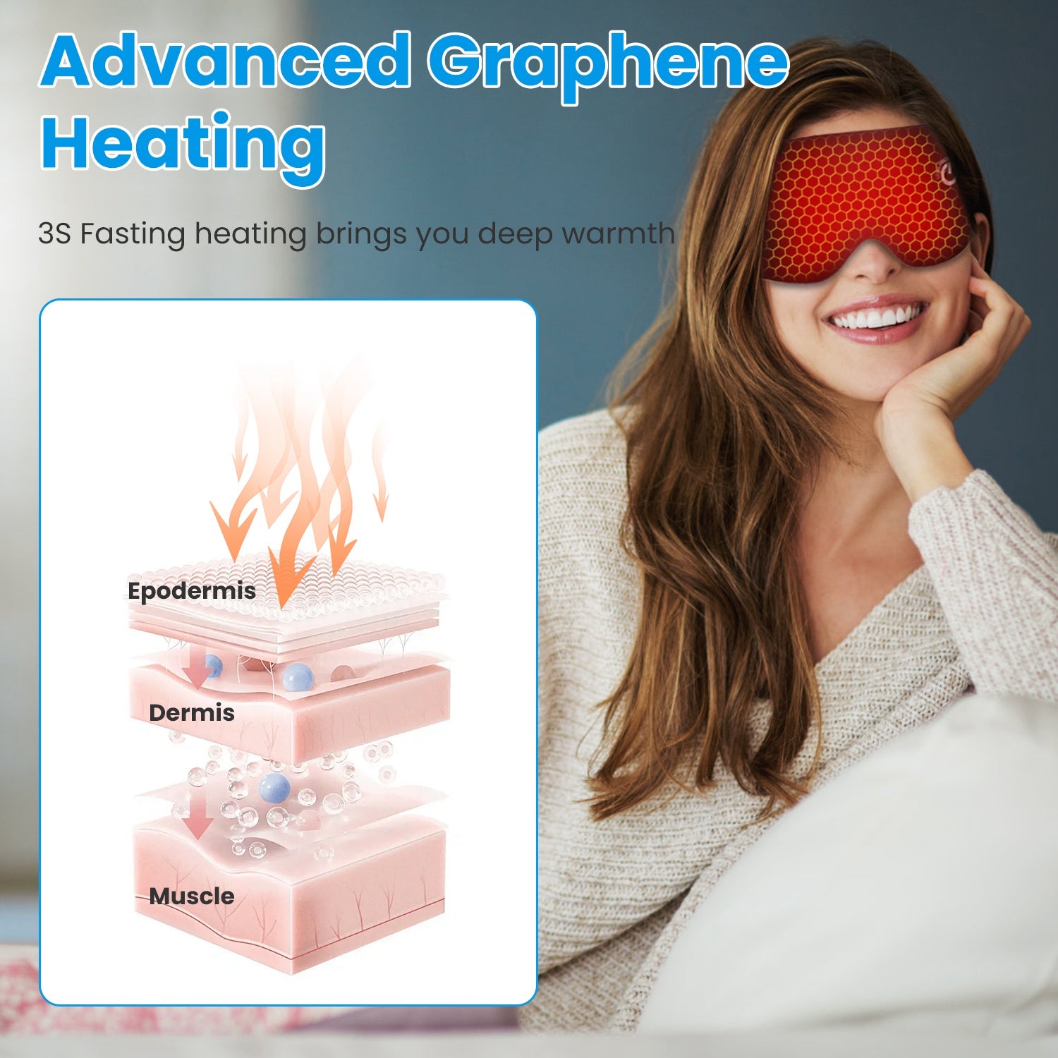 Cordless Heated Eye Mask - Silk Sleep Compress with 3 Temperature Settings & Auto Shut-Off - side view