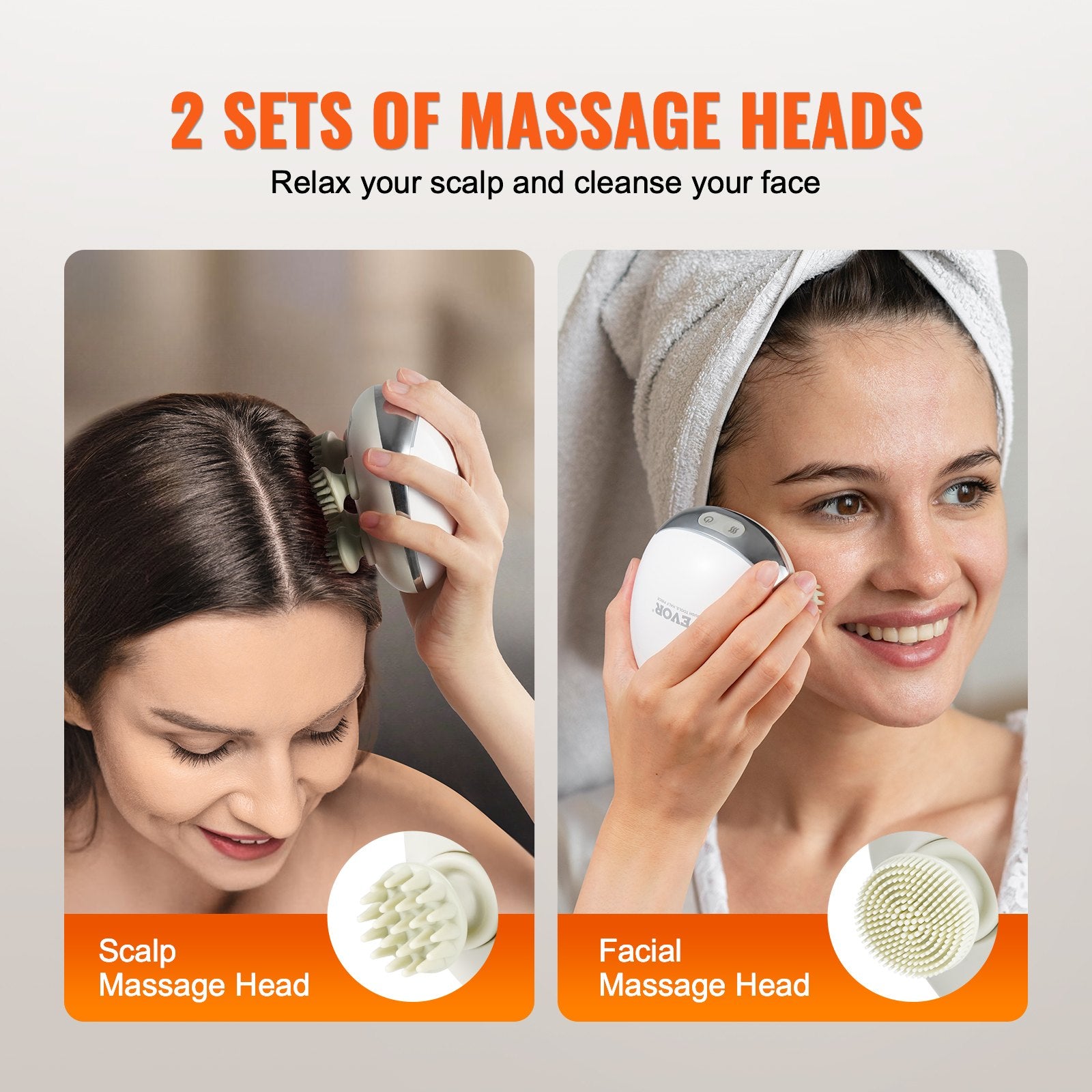 Electric Heated Scalp Massager - Rechargeable IPX7 Waterproof with 8 Massage Heads - close-up view